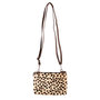 Leather Wallet Bag Dark Brown with Cheetah Print