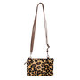 Brown Leather Shoulder Bag with Jaguar Print