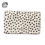Dark Brown leather Ladies Wallet - White Cheetah Print - Small size