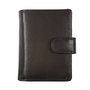 Leather Mini Wallet with Aluminum Cardprotector Dark Brown