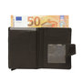 Leather Mini Wallet with Aluminum Cardprotector Dark Brown