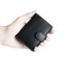 Leather Mini Wallet with Aluminum Cardprotector Dark Blue