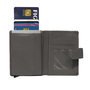 Leather Mini Wallet with Aluminum Card Protector Grey