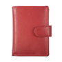 Leather Mini Wallet with Aluminum Card Protector Red