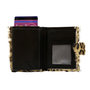 Leather Card Holder Black with Card Protector and Leopard Print