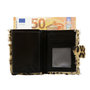 Leather Card Holder Black with Card Protector and Leopard Print