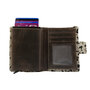 Dark Brown Leather Card Holder with Card Protector and Animal Print