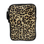Black Leather Phone Pouch with Tiger Print