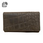 Croco Print Dark Brown Leather Women's Wallet