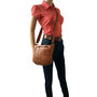 Light Brown Ladies Shoulder Bag Of Smooth Braided Leather