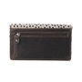 Dark brown leather ladies wallet with a white cheetah print