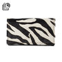 Dames portemonnee donkerbruin leer met zebraprint