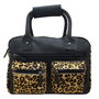 Shoulder Bag Women Leather Black with a Panther Print