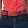 Belt Women - Belt Men 3 cm Red Leather with Print