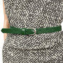 Waist Belt Women - 2 cm Belt Croco Print - Green Leather