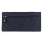 Leather ladies Wallet with Floral Print Dark Blue