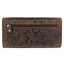 Leather Women's Wallet with Floral Print Light Brown