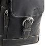 Black Leather Shoulder Bag With Flap And Buckle