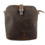 Crossbody Shoulder Bag In Cognac Colored Leather