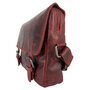Messenger Bag Of Red Leather With Flap