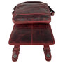 Messenger Bag Of Red Leather With Flap