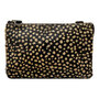 Leather Shoulder Bag Black Leather with Cheetah Print