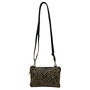 Leather Shoulder Bag Black Leather with Cheetah Print