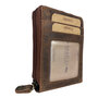 Cognac buffalo leather credit card holder with zipper