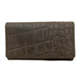 Croco Print Dark Brown Leather Women's Wallet