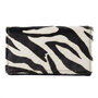 Ladies wallet of cognac brown leather with a zebra print