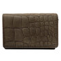 Women's leather wallet dark brown with croco print