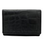Women's leather wallet black with Croco print