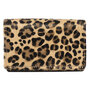 Dark Brown leather Ladies Wallet - Leopard Print - Small size
