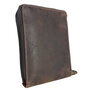 Dark brown buffalo leather credit card holder with zipper