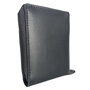 Black buffalo leather credit card holder with zipper