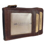 Card holder dark brown cowhide leather with zipper
