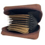 Card holder brown cowhide leather with zipper