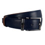 Leather Belt - 3.5 cm Wide - Double-Sided Cognac Or Dark Blue