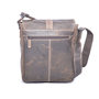 Dark brown buffalo shoulder bag with flap and buckle