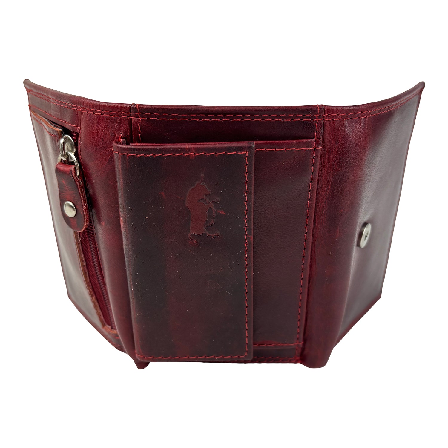 Rode Leren Mini Portemonnee met Sleutelring – Compact, slim en altijd alles bij de hand