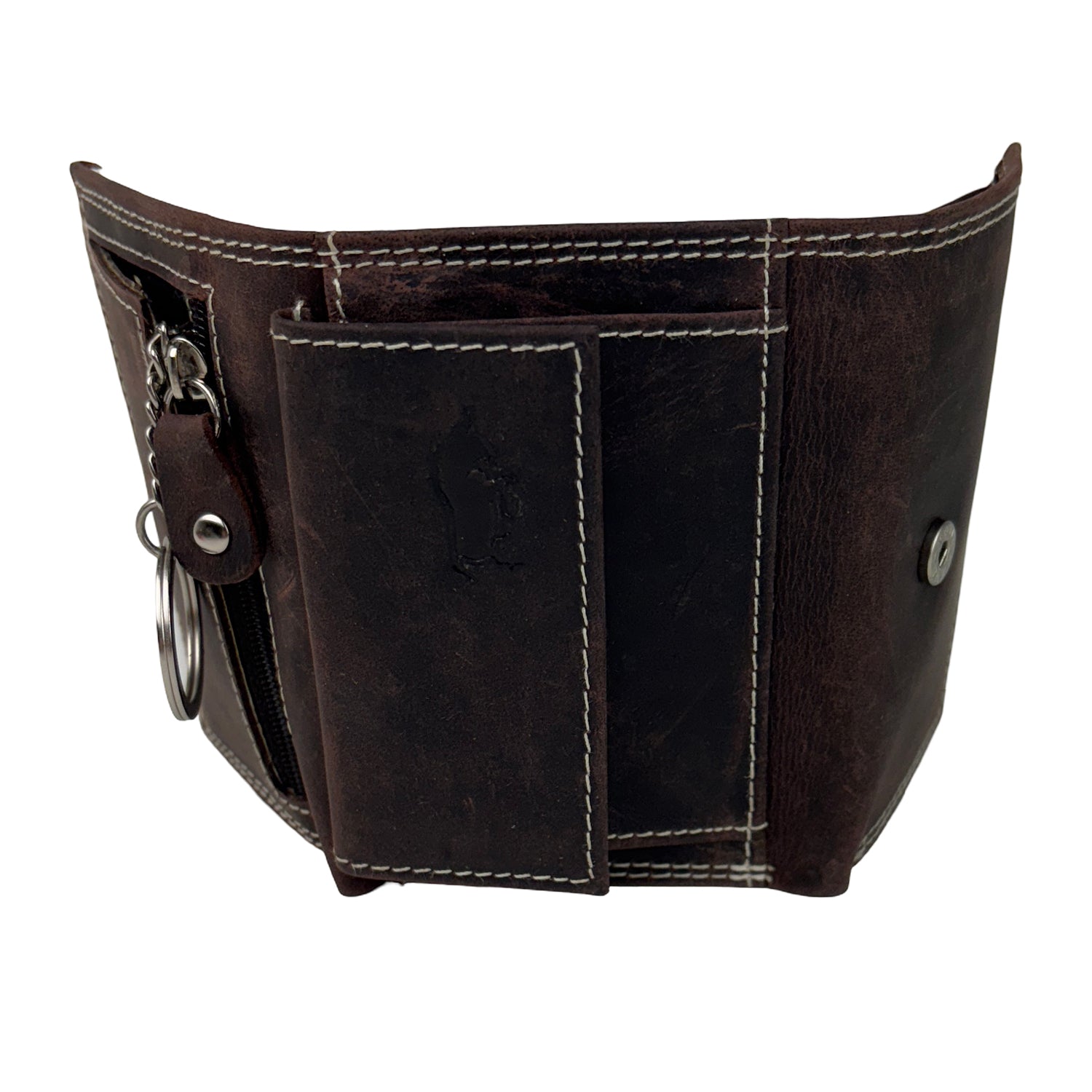 Donkerbruine mini portemonnee van buffelleer