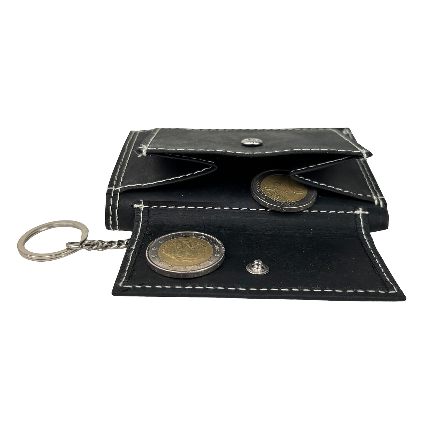 Zwarte mini portemonnee van buffelleer