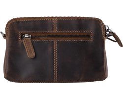 Arrigo Cognackleurige Dames Crossbody Tas/Clutch met Cheetah Dierenprint in Leer - Arrigo.nl