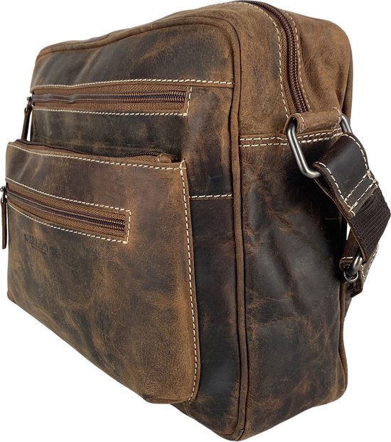 Arrigo Dames Schoudertas - Cognac Buffelleer Crossbody Tas - Arrigo.nl