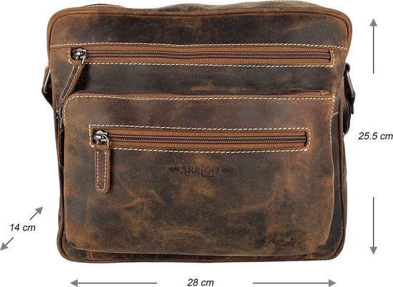 Arrigo Dames Schoudertas - Cognac Buffelleer Crossbody Tas - Arrigo.nl