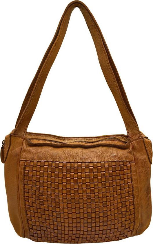 Arrigo Dames Schoudertas - Lichtbruin Gevlochten Leer - Arrigo.nl
