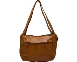 Arrigo Dames Schoudertas - Lichtbruin Gevlochten Leer - Arrigo.nl