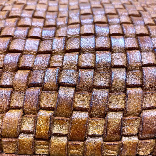 Arrigo Dames Schoudertas - Lichtbruin Gevlochten Leer - Arrigo.nl