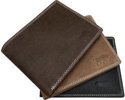 Arrigo Heren Billfold Portemonnee Plat Model van Cognackleurig Buffelleer - Arrigo.nl