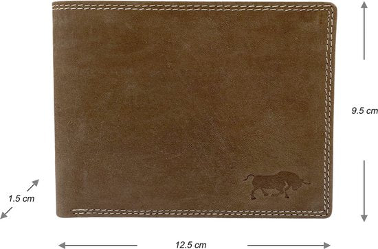 Arrigo Heren Billfold Portemonnee Plat Model van Cognackleurig Buffelleer - Arrigo.nl